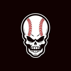 Baseball Skull illustration logo, soccer ball with skull and inscription