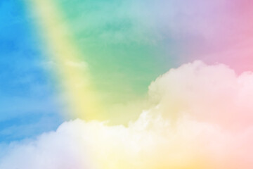 beauty sweet yellow green colorful with fluffy clouds on sky. multi color rainbow image. abstract fantasy growing light