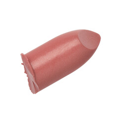 Cut pastel pink lipstick isolated on white