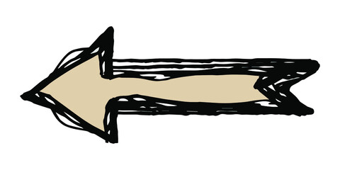 Black handdrawn doodle pointer arrow in vintage style. Web icon. Line art. Navigation pointer.