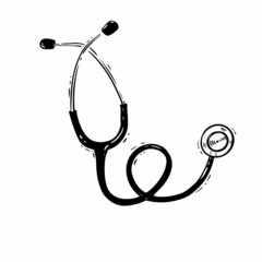 Vector Stethoscope Doodle Lineart Design. Perfect for graphics, web banners and other projects.