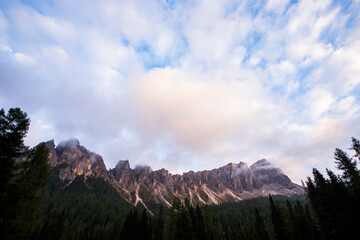 Sunset in Dolomites mountains, Alps, northern Italy