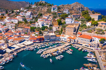 View of the amazing Hydra island, Greece.