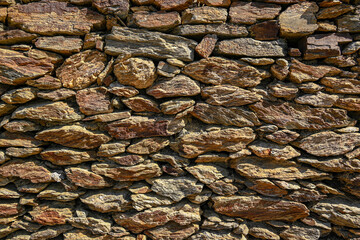Close up of a slate dry stone wall, Sierra Nevada National Park, Andalusia, Spain