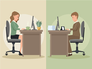 Fototapeta premium business couple in workplace