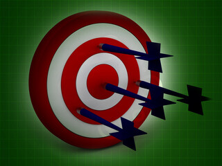 Fototapeta premium 3d illustration target with arrows with dart board