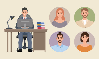 businessman and contacts