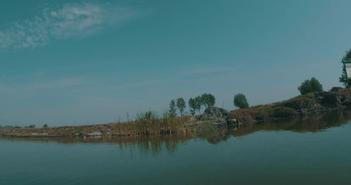 View of Danube river near Letea Forest village, in Romania.