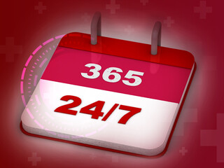 3d rendering text 365 ,24x7