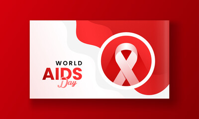 World Aids day Design. Realistic awareness red ribbon background. Editable Vector illustration - obrazy, fototapety, plakaty