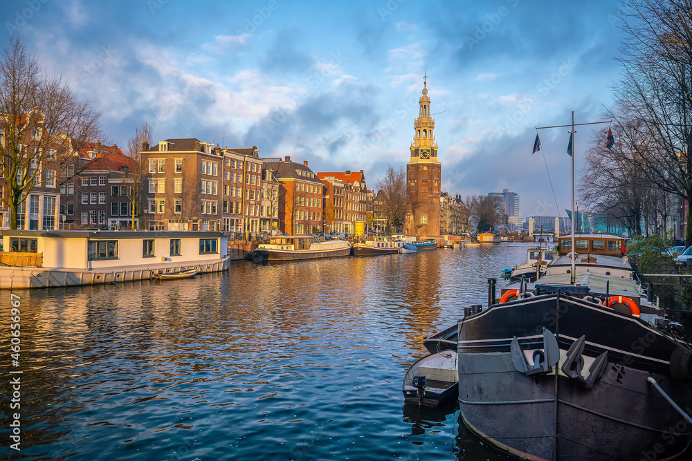 Wall mural Amsterdam downtown city skyline cityscape of Netherlands