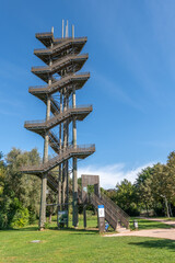 Panoramic observation tower "White fir tower" in the garden of the two banks in Kehl.