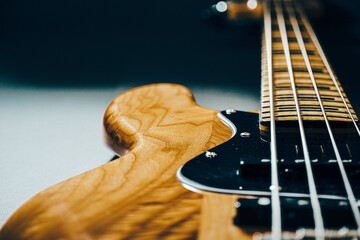 Closeup shot of an electric guitar