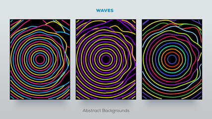 Colorful stripes and curves. Abstract dynamic waving stripes background for design.