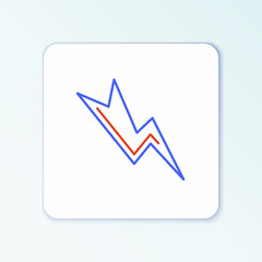 Line Lightning bolt icon isolated on white background. Flash sign. Charge flash icon. Thunder bolt. Lighting strike. Colorful outline concept. Vector