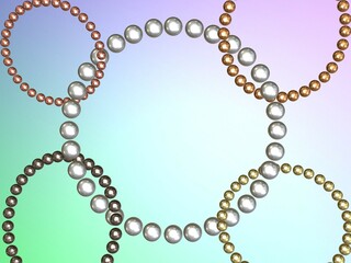 金属のボールの輪が繋がった抽象的なフレーム3d イラスト