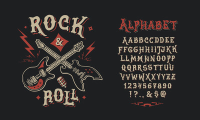 Alphabet Rock n Roll. Vintage design - obrazy, fototapety, plakaty