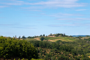 Little medieval town of Monteriggioni, Tuscany, along via Francigena