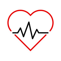 Hearth beat line icon, health medical heartbeat symbol isolated on white background, hospital logo, vector illustration