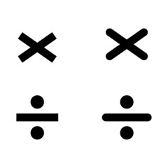 Obraz premium Set of divide and equal mathematics symbol, education maths icon, web element vector illustration design, finance sign