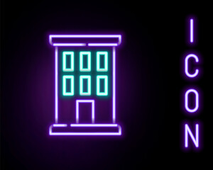 Glowing neon line House icon isolated on black background. Home symbol. Colorful outline concept. Vector
