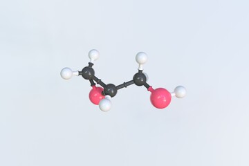 Glycidol molecule, isolated molecular model. 3D rendering