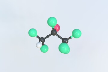 Hexafluoro-2-propanol molecule, isolated molecular model. 3D rendering