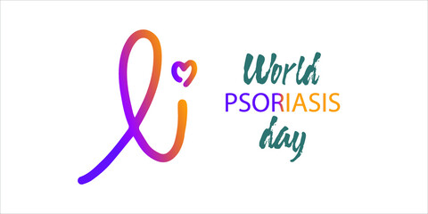 World Psoriasis Day (October 29) concept with purple and orange awareness ribbon. Colorful vector illustration for web and printing.