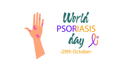 Fototapeta premium World Psoriasis Day (October 29) concept with purple and orange awareness ribbon. Colorful vector illustration for web and printing.