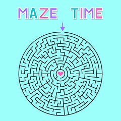 Maze template. Logic game for kids. Isolated circle labyrinth.  Find right way. Riddle vector illustration. Logic game. iq test