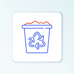 Line Recycle bin with recycle symbol icon isolated on white background. Trash can icon. Garbage bin sign. Recycle basket sign. Colorful outline concept. Vector