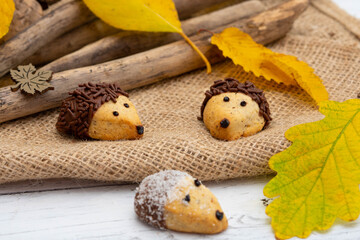 funny baked hedgehogs for autumn time