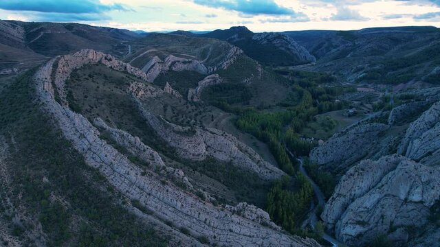 La Olla fold in the Aliaga Geological Park. Municipality of Aliaga. Comarca de las Cuencas Mineras. Teruel Province, Aragon, Spain, Europe