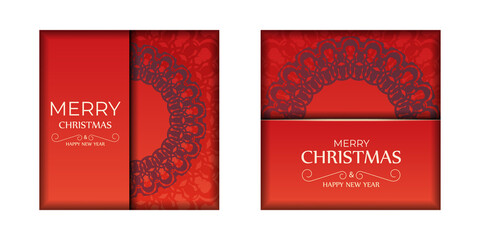 Festive Brochure Happy New Year Red color with winter burgundy pattern