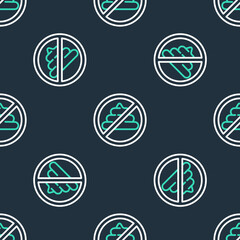 Line No shit icon isolated seamless pattern on black background. Vector