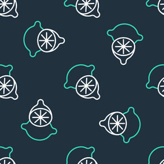 Line Lime icon isolated seamless pattern on black background. Vector