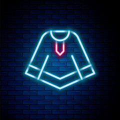 Glowing neon line Traditional mexican poncho clothing icon isolated on brick wall background. Colorful outline concept. Vector