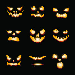 Halloween. Smilies. Happy Halloween. Orange. Set of stickers. Realistic vector EPS 10. background for a Halloween banner. Holiday, October. Jack O Lantern. All Hallows Eve