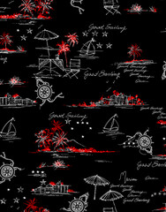 Seamless marine pattern, travel print. 