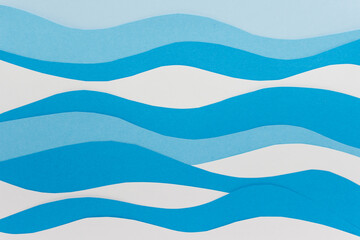 Simple paper background with wavy blue and white paper layers