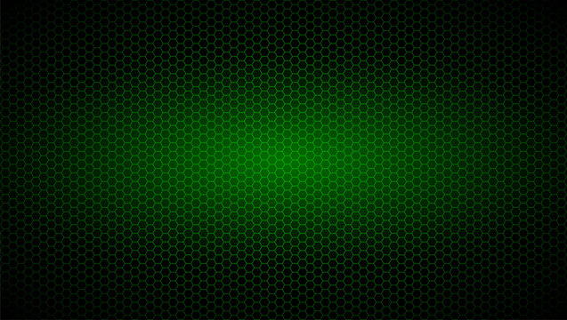 background of hexagons of green color with radiance