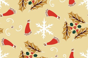 Colorful Christmas and New Year seamless pattern. Vector design for scrapbooking, textile, wallpaper, other surface. 