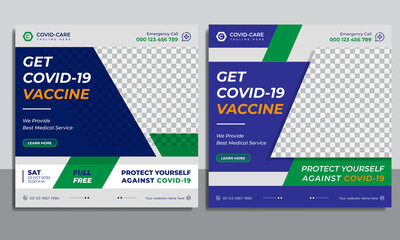 Covid19 vaccine social media post template vector premium 