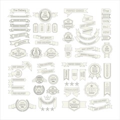 set of retro vintage badge and ribbon - logo design vector template