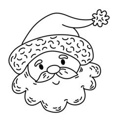 Decorative Portrait of Santa Claus. Vector. Outline illustration for christmas and new year decor, design and decoration