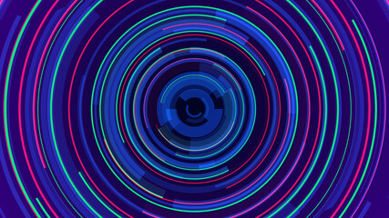 Abstract circle blue neon future technology background.