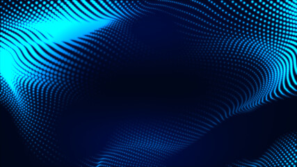 Obraz premium Abstract dot white blue wave gradient texture technology background.