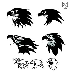 set of head eagle logo design vector