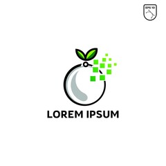 business leaf orange on black and white logo design vector