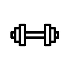 Dumbbell icon. Black contour linear silhouette. Front horizontal view. Vector simple flat graphic illustration. The isolated object on a white background. Isolate.